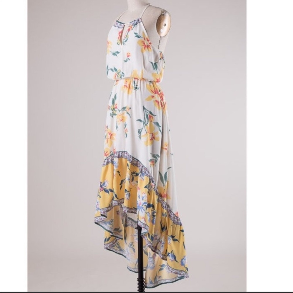 Floral halter high-low dress